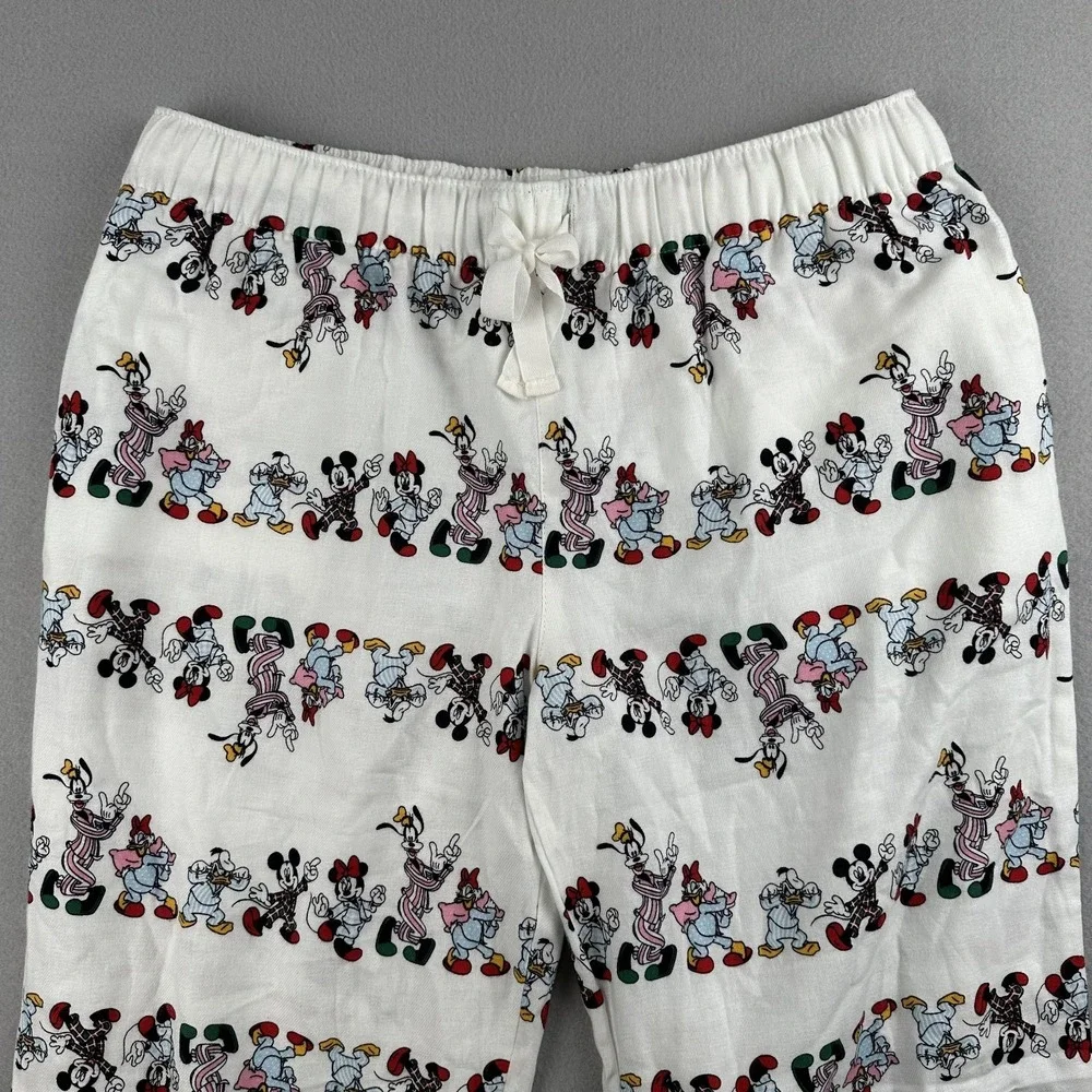 Old Navy x Disney‎ Women's White Mickey Mouse Parade Flannel Pajama Pants Size M